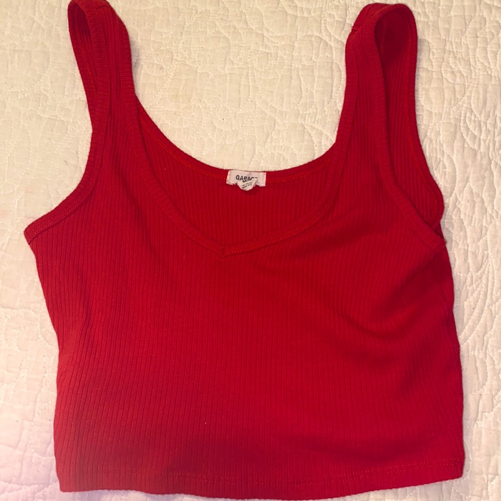 Red ribbed crop top Garage Medium